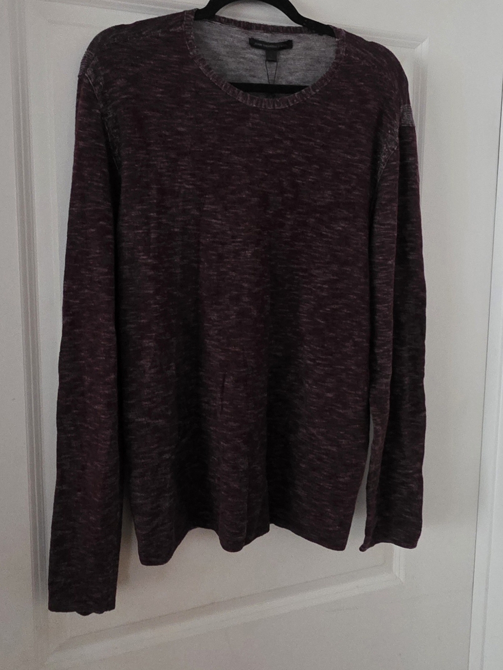 John Varvatos Marled Burgundy Long-Sleeve Crewneck
